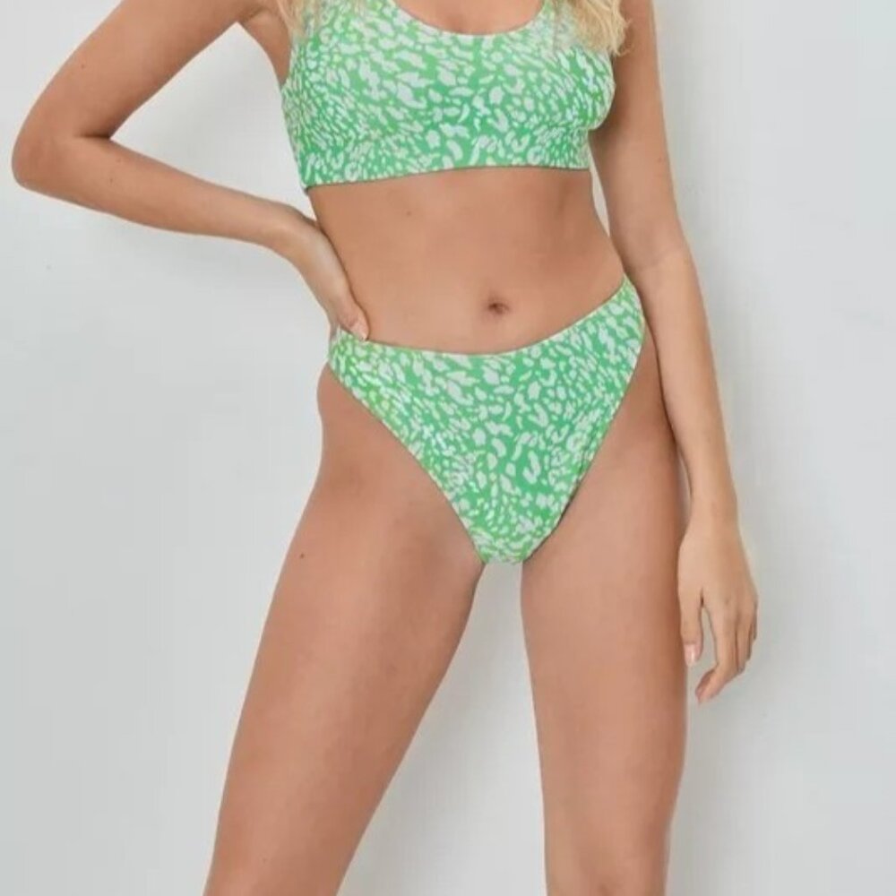 Nasty Gal Basic Animal High Cut‎  Bikini Bottom Size 6 NEW